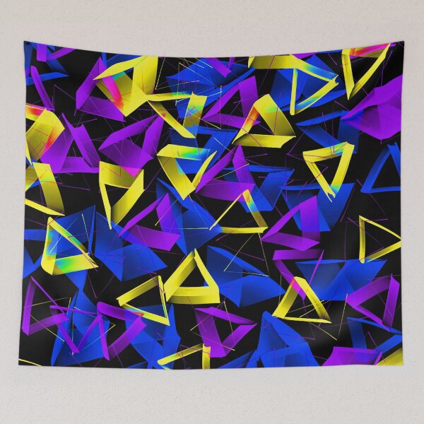 Item preview, 3D Purple Yellow BlueTriangles on Black Abstract designed and sold by Karen Simon.
