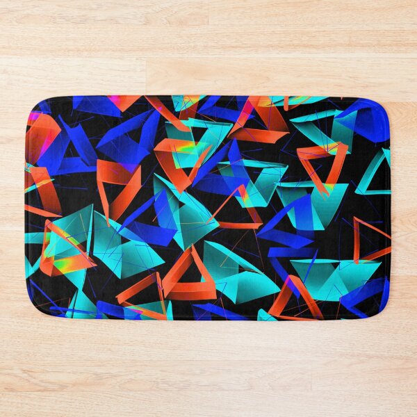 Item preview, 3D Blue Aqua and Orange Triangles on Black Abstract designed and sold by Karen Simon.
