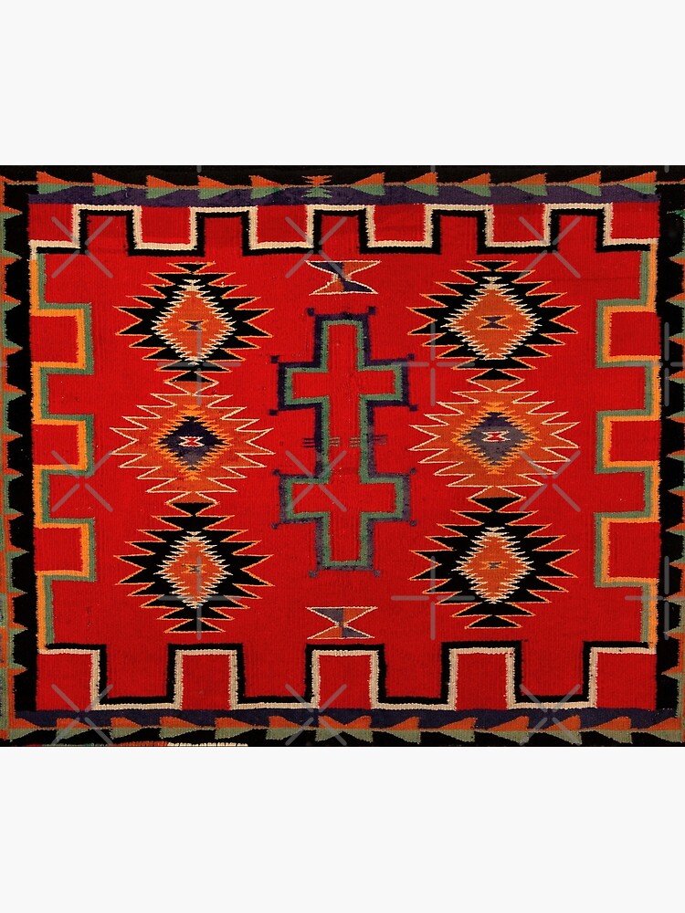 1890 NAVAJO SADDLE BLANKET - SCAN OF ORIGINAL - AUTHENTIC ORIGINAL COLORS FADING SLIGHTLY RESTORED FOR MORE FRESHLY MADE LOOK by VINTAGEGARAGE