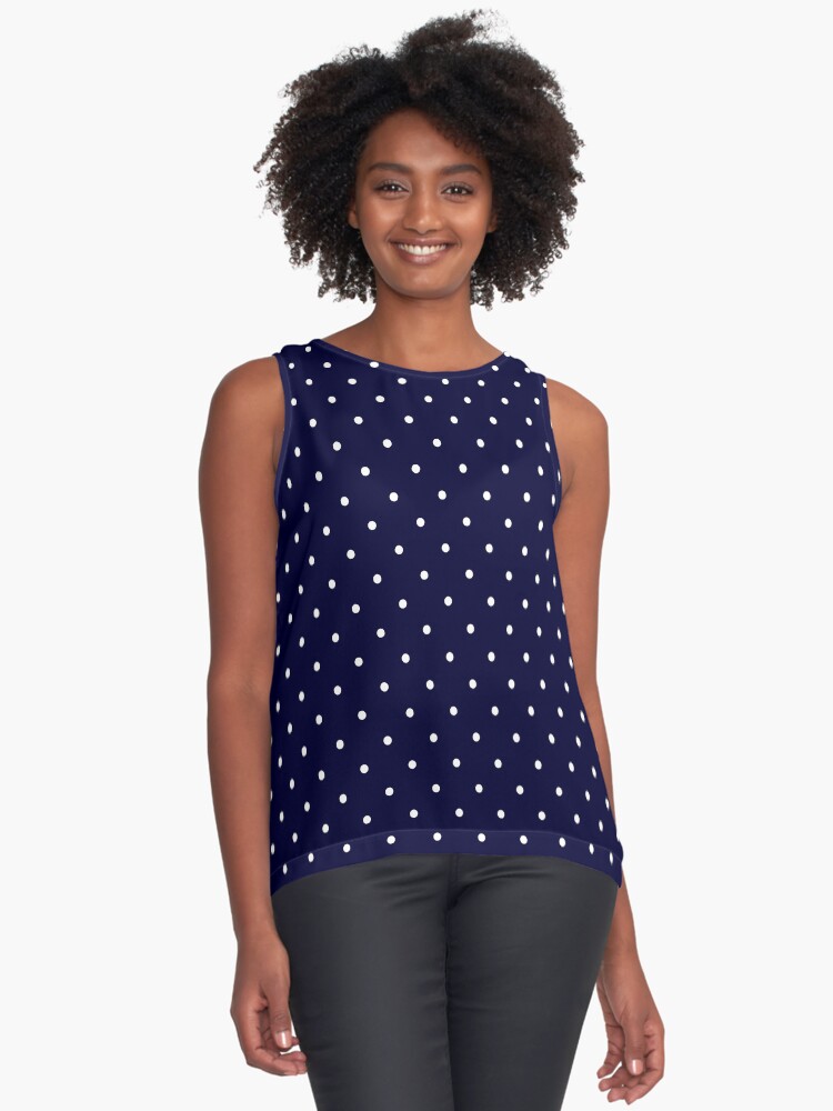 Navy Blue White Polka Dots Sleeveless Top for Sale by rewstudio Redbubble