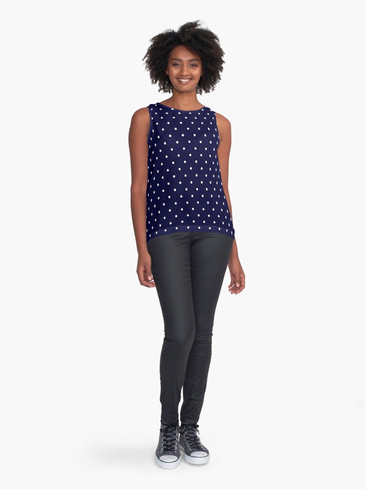 Blue and white polka dot top deals