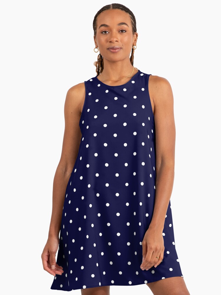 Navy Blue White Polka Dots" A-Line Dress for Sale by rewstudio | Redbubble