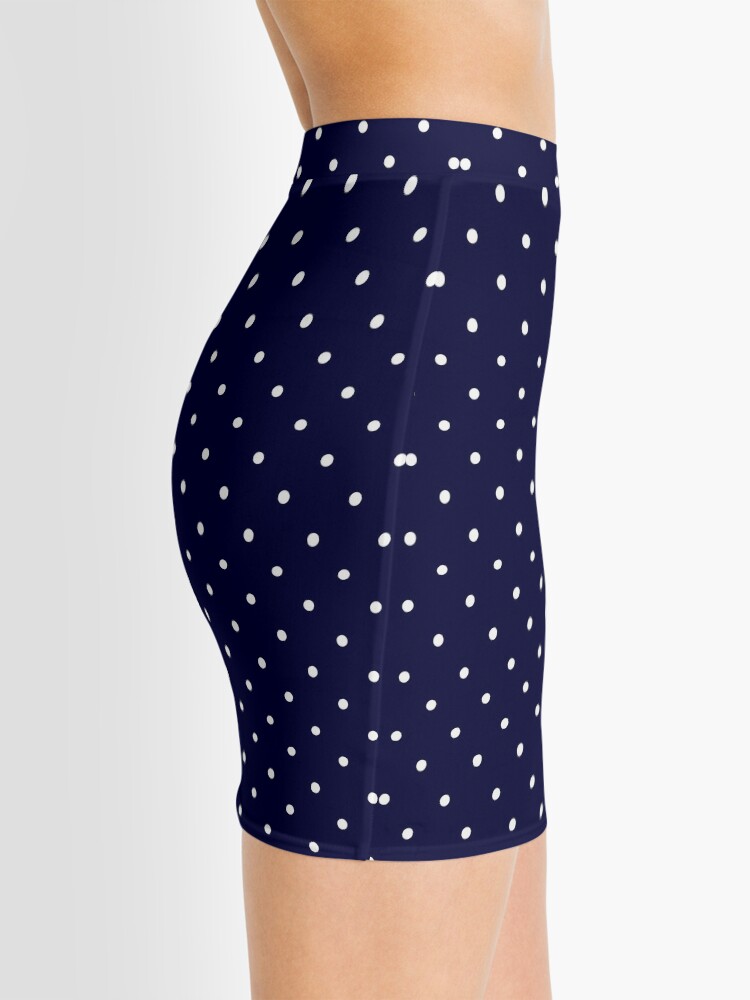 Navy Blue White Polka Dots Mini Skirt for Sale by rewstudio Redbubble