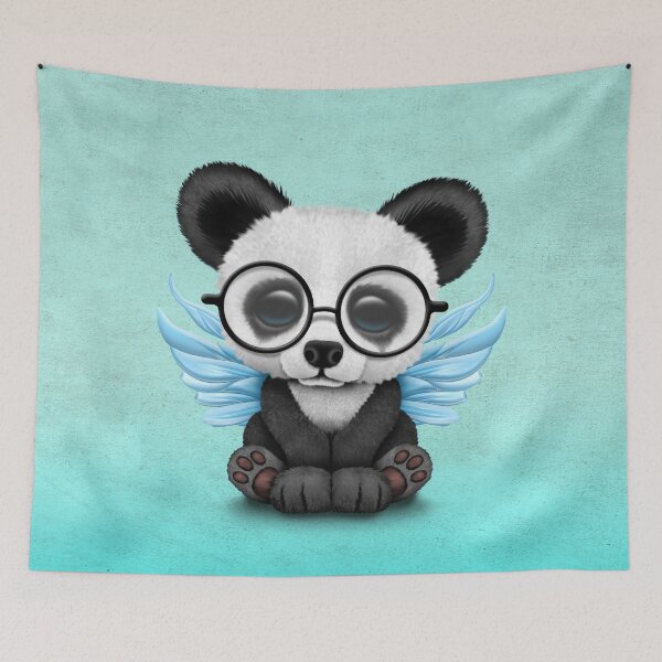 Item preview, Cute Panda Cub with Fairy Wings and Glasses Blue designed and sold by JeffBartels.