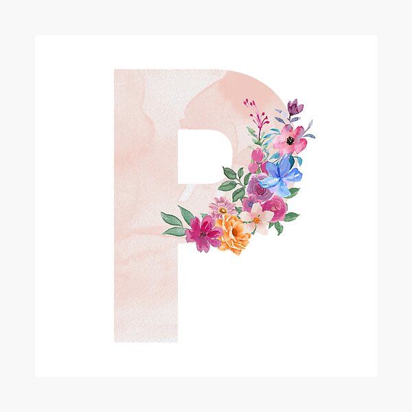 Item preview, Diseño de acuarela floral rosa letra P designed and sold by Pagsibol.