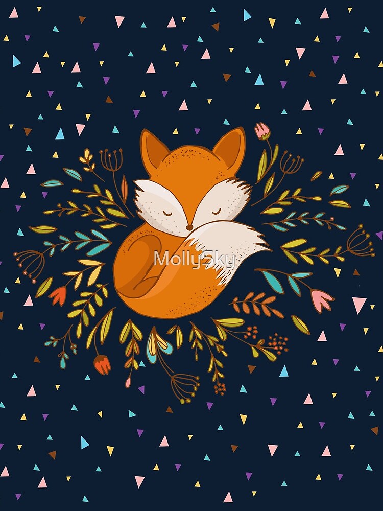 Cute Fox Flowers and Triangles by MollySky