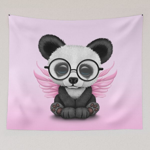 Item preview, Cute Panda Cub with Fairy Wings and Glasses Pink designed and sold by JeffBartels.