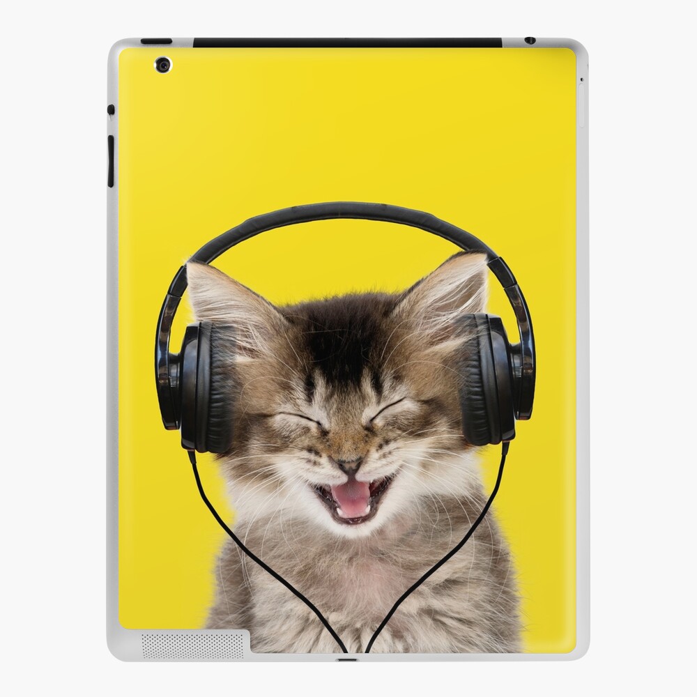 cat headphone listen music sticker iPad Case & Skin for Sale by MIN Anders