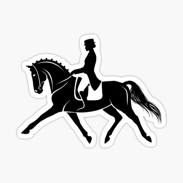 Detailed silhouette of a dressage horse performing extended trot Sticker