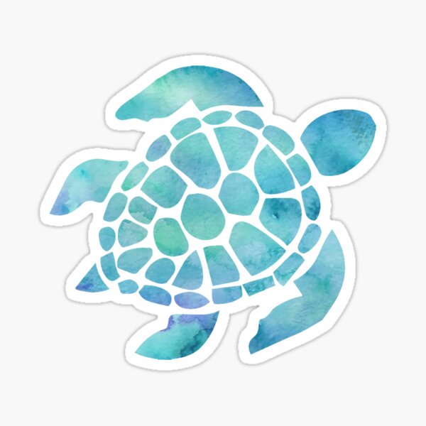 Sea Turtle Watercolor Blue Sticker