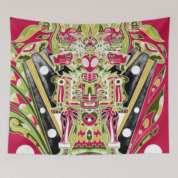 Item preview, mictlantecalien the monster traveler astronaut in ecopop wallpaper designed and sold by jorgelebeau.