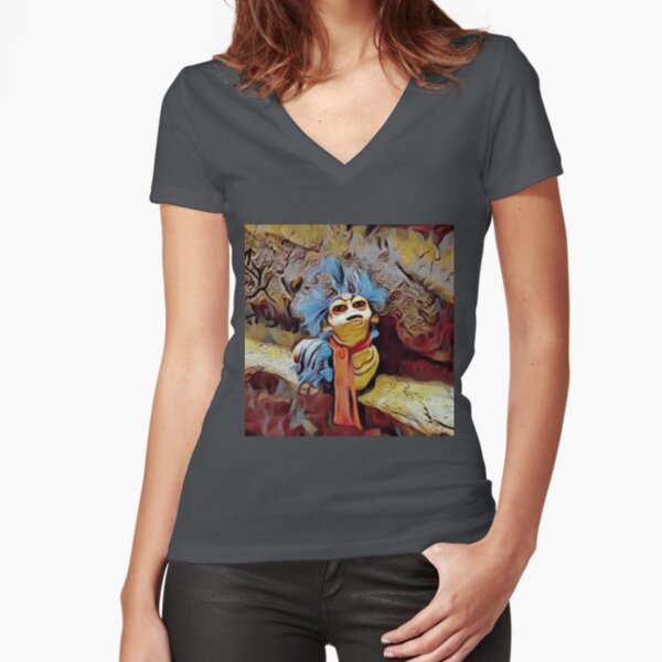 Labyrinth worm pocket Fitted V-Neck T-Shirt