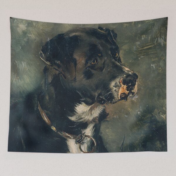 Item preview, Head of a Butcher's Dog Dog's Head Anton Romako ,portrait, animal painting ,Kopf eines Fleischerhundes Hundekopf ,Head of a butcher's  black dog designed and sold by TeeARTHY.