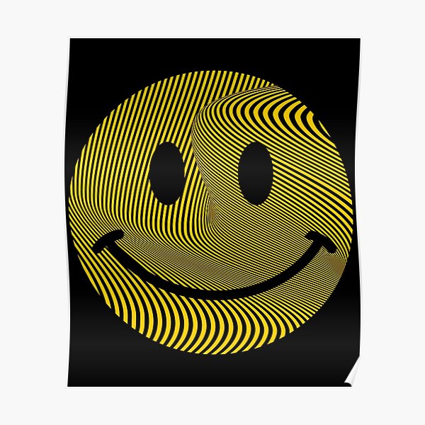 "Acid House Optical Lined Allusion Smiley Face Essential Fun" Poster for Sale by XanaduHills