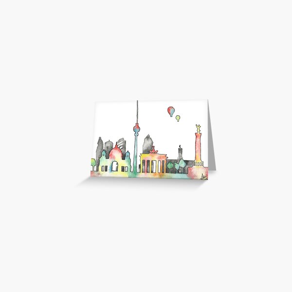 Berlin skyline in colorful watercolors Greeting Card