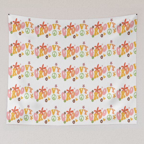 Item preview, Retro groovy design with flowers and a peace sign designed and sold by Becky Hunter.