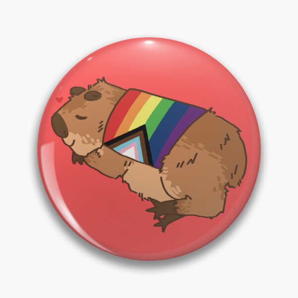 Item preview, Pride Flag Capybara Pin designed and sold by JuicedPhrog.