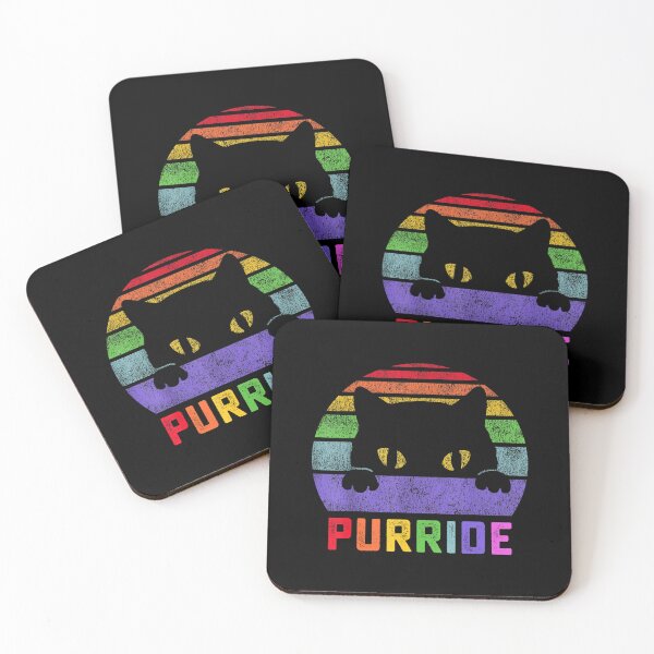 Item preview, Pride Cat Purride Gay LGBTQ Rainbow Flag Retro Style designed and sold by TARABENNIE01.