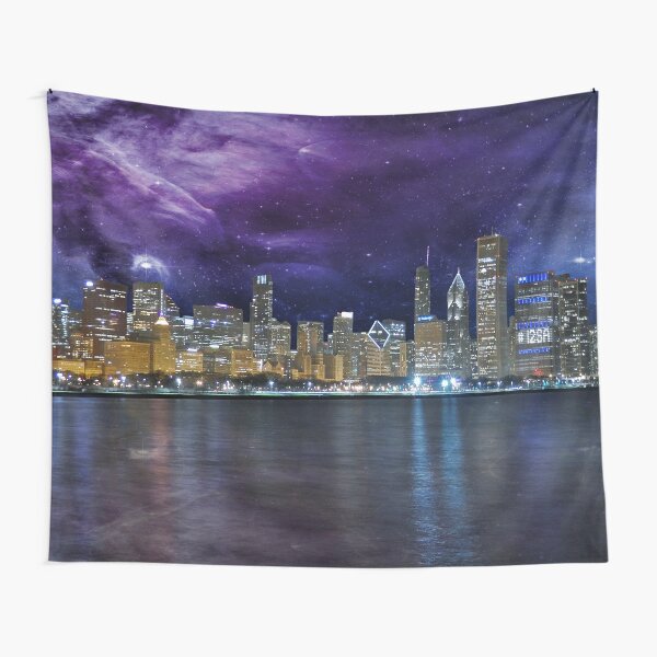 Spacey Chicago Skyline Tapestry