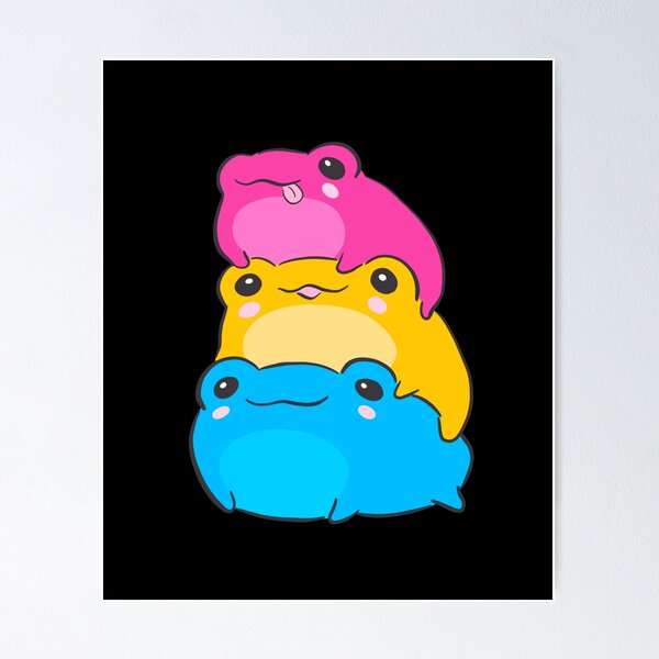Item preview, Subtle Pan Pride Frogs in Pansexual Flag Colors: An LGBTQ Aesthetic Gift in Magenta, Yellow, and Cyan for June Pride Month Parade designed and sold by MinistryOfFrogs.