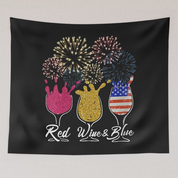Item preview, Womens Red Wine & Blue 4th of July Wine Red White Blue Wine Glasses V-Neck designed and sold by luciaaljudith.