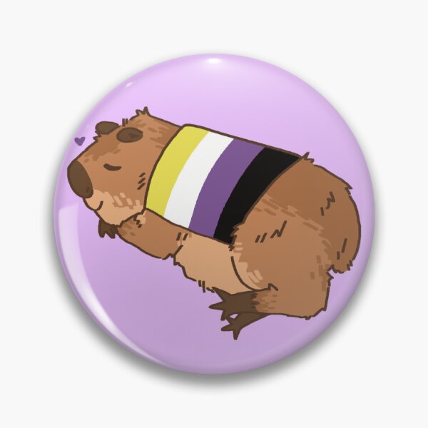 Item preview, Nonbinary Capybara Pin designed and sold by JuicedPhrog.
