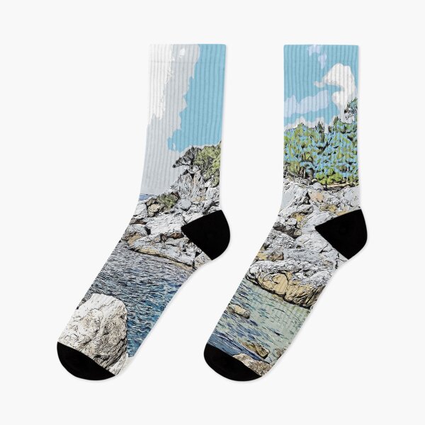 Item preview, Sea mountain landscape, color art designed and sold by artdragongift 15.