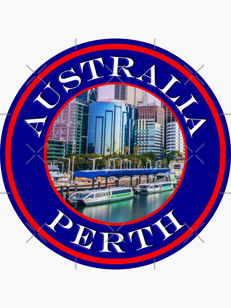 "Australia Perth Waterfront Boats Passport Stamps Collection" Sticker