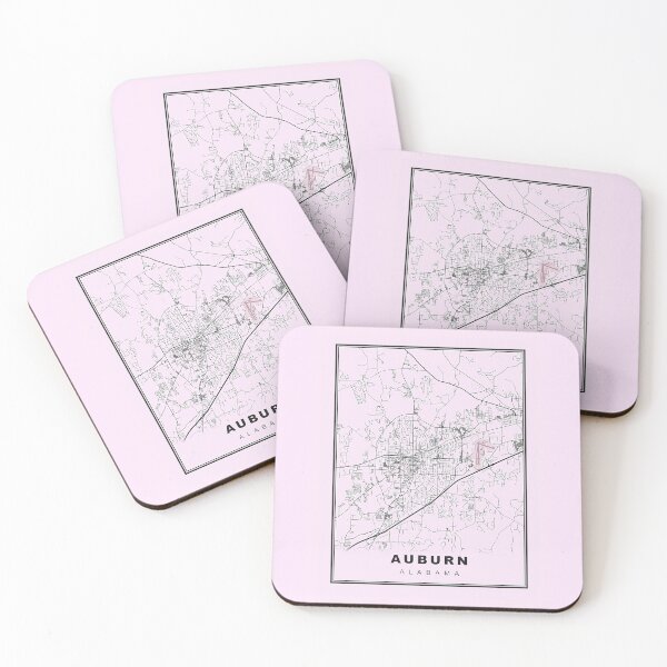 Item preview, Pastel Pink Minimalist Auburn Map designed and sold by Tamas Das.
