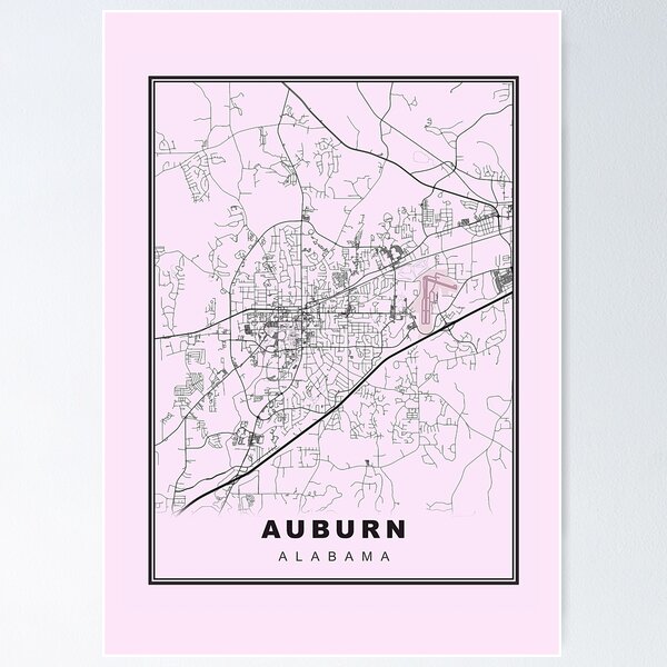 Item preview, Pastel Pink Minimalist Auburn Map designed and sold by Tamas Das.