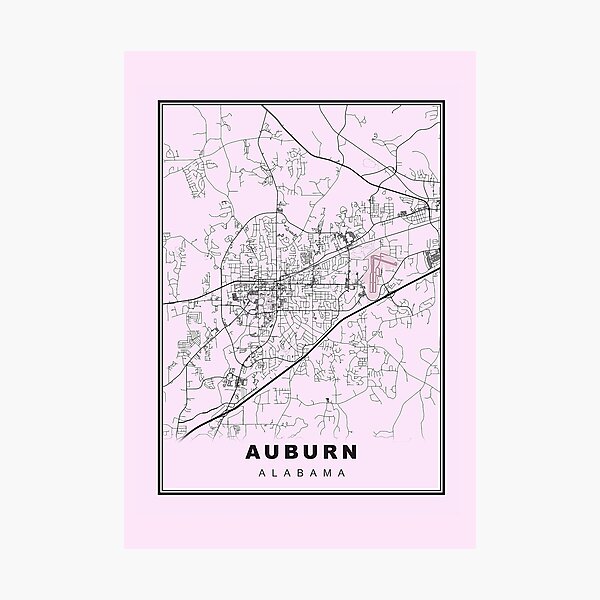 Item preview, Pastel Pink Minimalist Auburn Map designed and sold by Tamas Das.