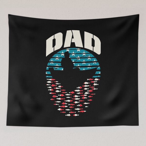 Item preview, Fisherman Dad Fishing Father's Day Retro Sunset USA Flag designed and sold by GrandeDuc.