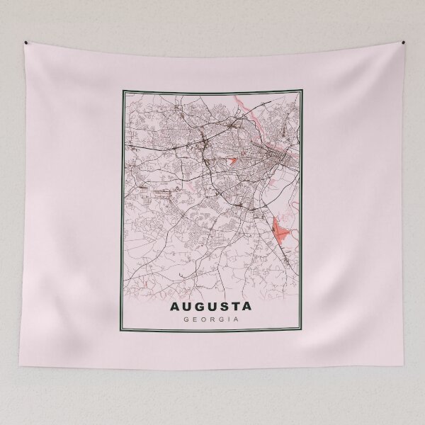 Item preview, Pastel Pink Minimalist  Augusta Map designed and sold by Tamas Das.