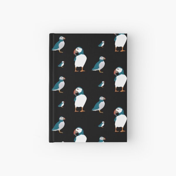 Puffin on black Hardcover Journal