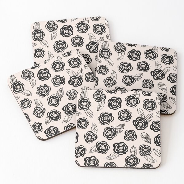 Item preview, Monochrome Minimalist Cut-out Rose Pattern designed and sold by pixelgarden.