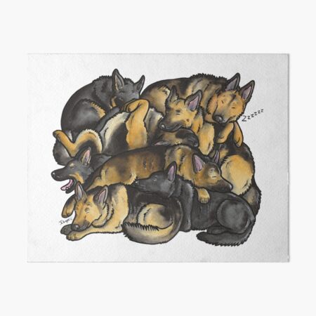 Item preview, Sleeping Pile of German Shepherd Dogs designed and sold by animalartbyjess.