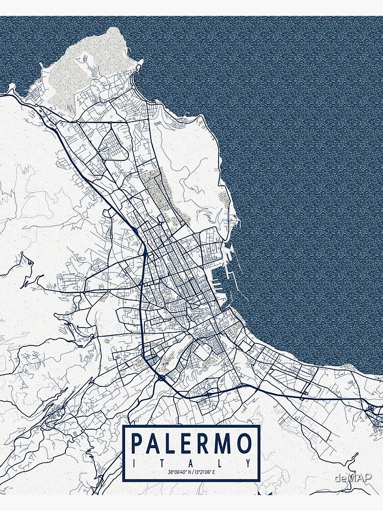 Palermo City Map Of Sicily Italy Coastal Poster By DeMAP Redbubble   Flat,750x,075,f Pad,750x1000,f8f8f8 