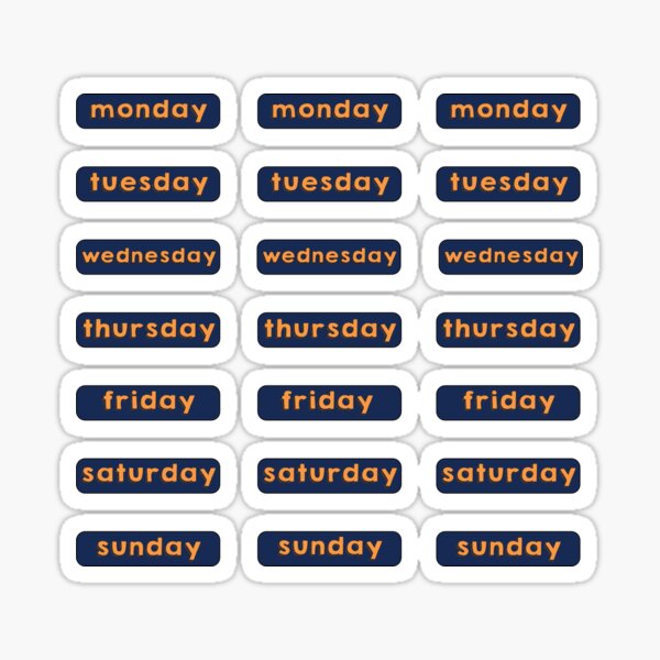 Days Of The Week Planner Stickers.
