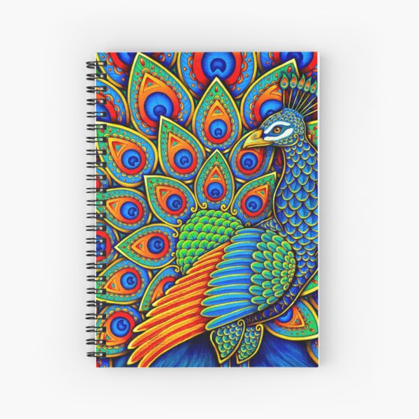 Colorful Paisley Peacock Rainbow Bird Spiral Notebook