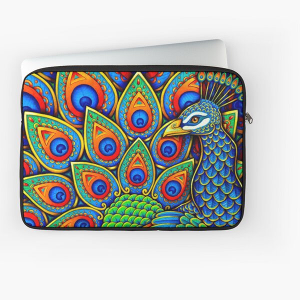 Colorful Paisley Peacock Rainbow Bird Laptop Sleeve