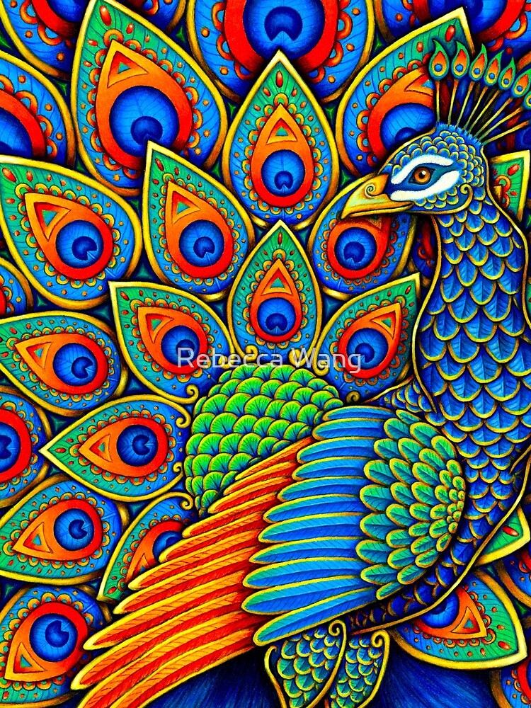 Colorful Paisley Peacock Rainbow Bird by lioncrusher