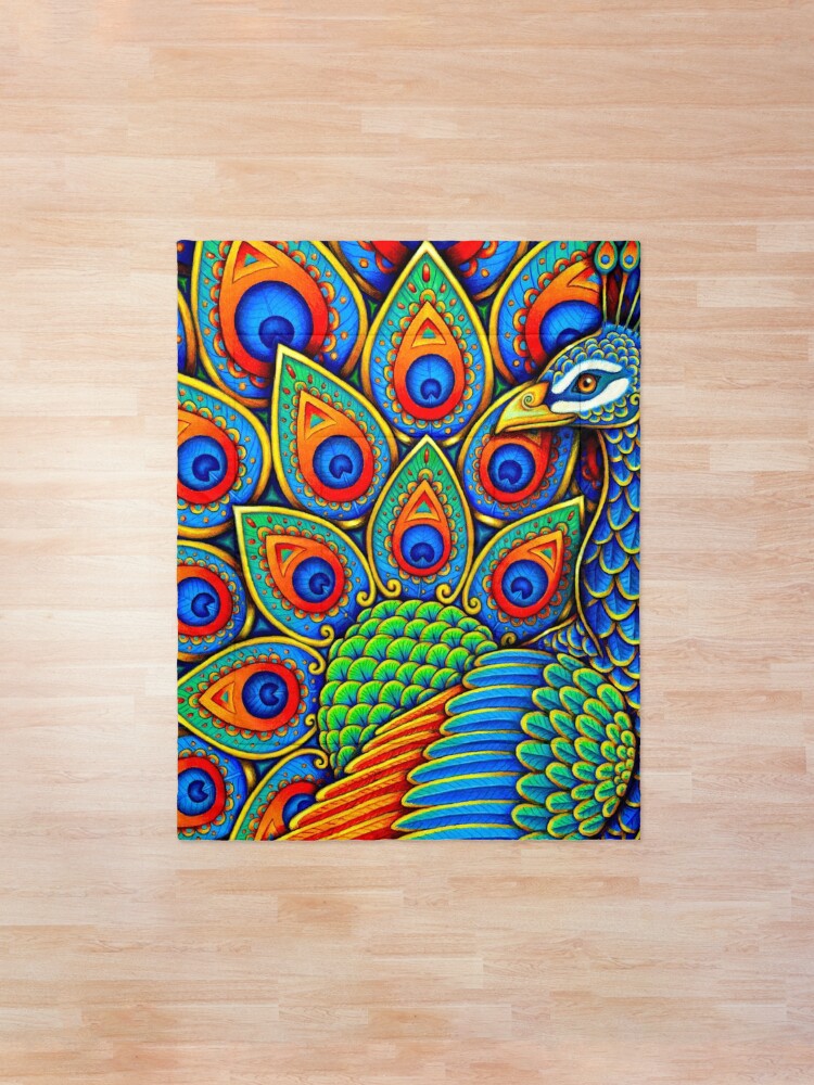 "Bunter Paisley-Pfau-Regenbogenvogel" Tagesdecke von lioncrusher