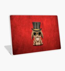 Steampunk Baby Bunny Rabbit on Red Laptop Skin