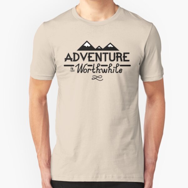 "Adventure is Worthwhile" Type Design Slim Fit T-Shirt