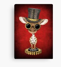 Steampunk Baby Giraffe Wearing Top Hat Canvas Print