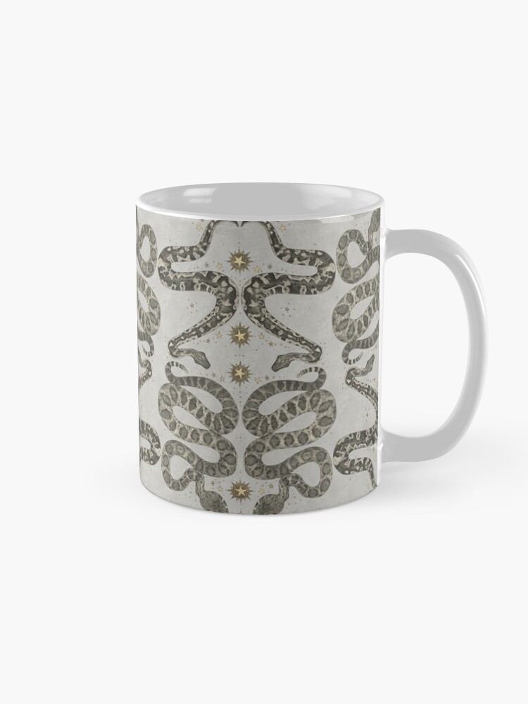 Thumbnail 5 of 6, Coffee Mug, celestial snakes silver designed and sold by scrummy.