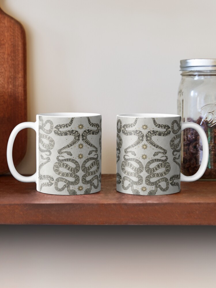 Thumbnail 2 of 6, Coffee Mug, celestial snakes silver designed and sold by scrummy.