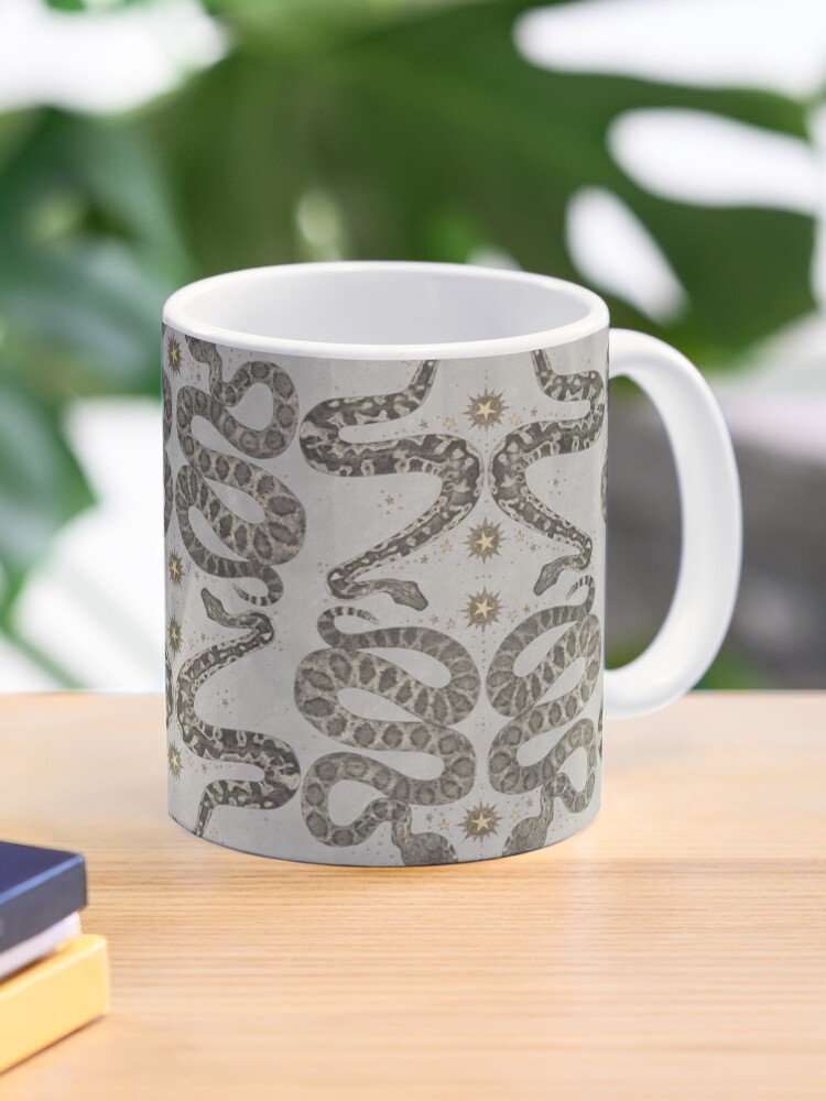 Thumbnail 1 of 6, Coffee Mug, celestial snakes silver designed and sold by scrummy.