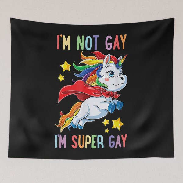 Item preview, I'm not Gay I'm Super Gay Pride LGBT Flag T Unicorn designed and sold by Vignette2323.