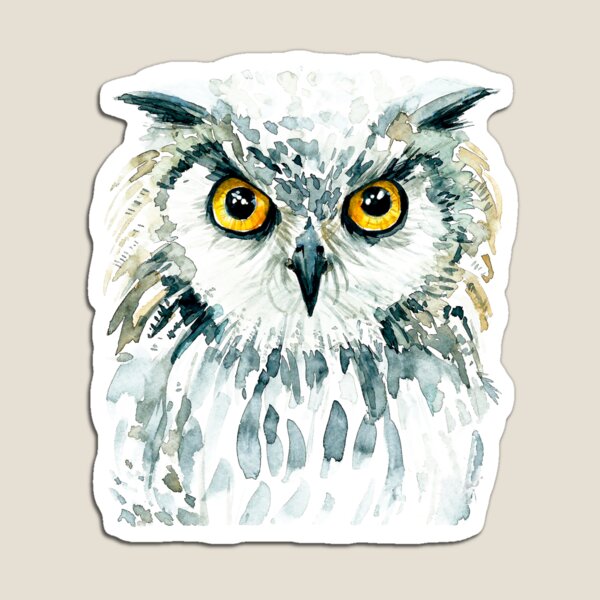 Watercolor Bubo Bubo Owl Magnet